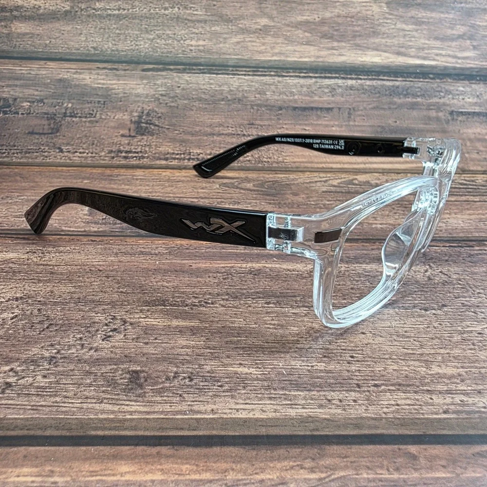 Wiley X Helix AC6HLS Gloss Clear Black Safety Glasses 54-19-125 Z87+